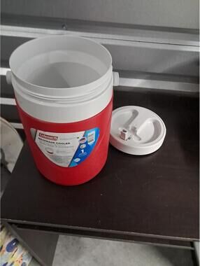 Coleman 1 Gallon Water Cooler Jug Red White Thermos Camping Picnic w/ Spout...